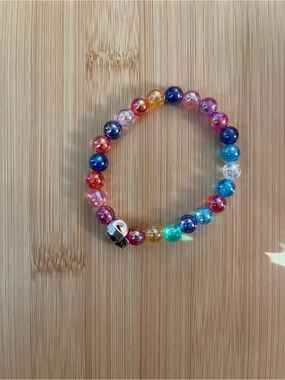Rainbow Skull Beaded Bracelet